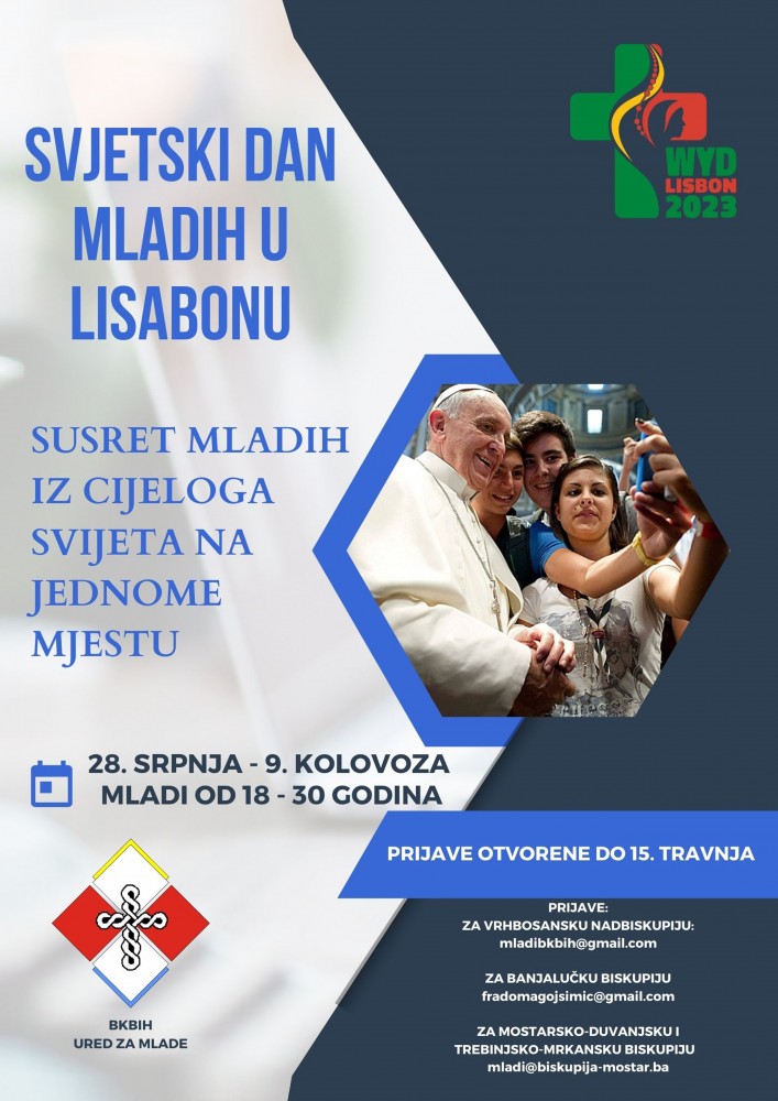 Otvorene prijave za Svjetski dan mladih u Lisabonu za Vrhbosansku nadbiskupiju