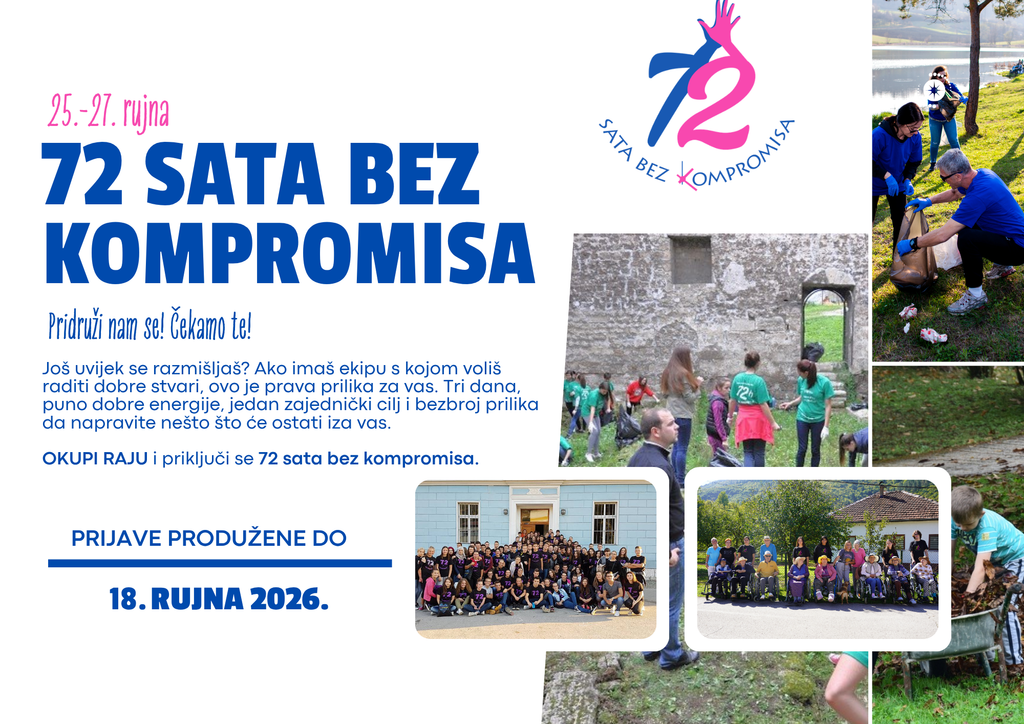 Prijave za 72 sata bez kompromisa produžene do 18. rujna: Više od 850 volontera već spremno za najveću volontersku akciju u BiH